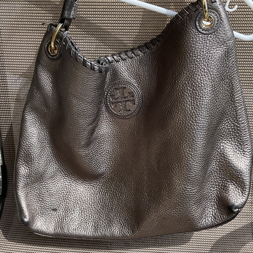 Tory Burch Metallic Hobo Bag leather
